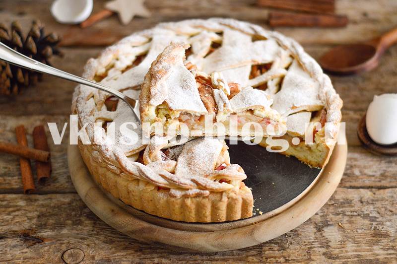 Яблочный пирог с решеткой из песочного теста рецепт с фото